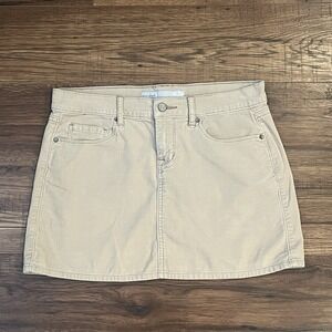 Y2K Old‎ Navy Corduroy Tan 2000s Micro Mini Skirt Size 4 Low Rise Streetwear